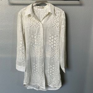 Alice + Olivia - Lace Button Down Long Shirt